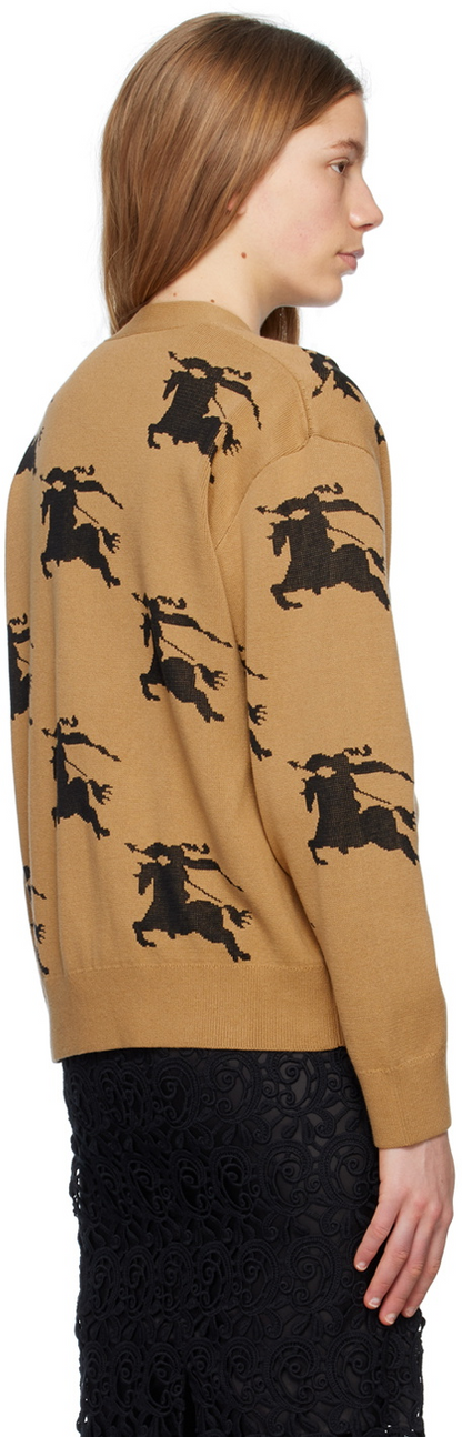 BBR Brittany Cotton Silk All-over Logo Cardigan in Tan EKD