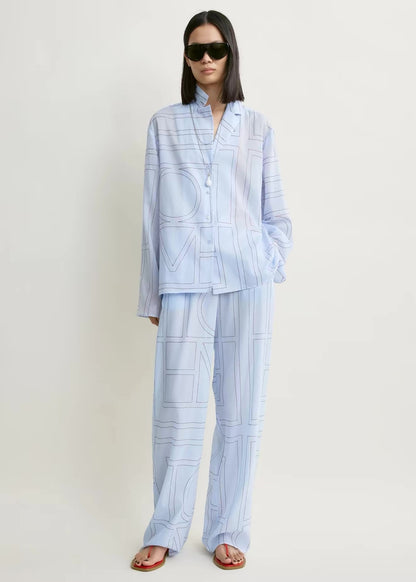 3 Colors! TOT Monogram Sheer Cotton-blend PJ Top | Shorts | Pants | Set