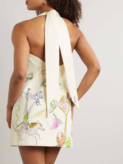 ALM Court Halter Tie Mini Dress