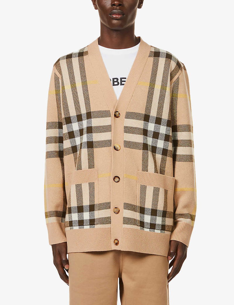 BBR Men’s / Unisex Wilmore Checked Wool Cashmere Cardigan