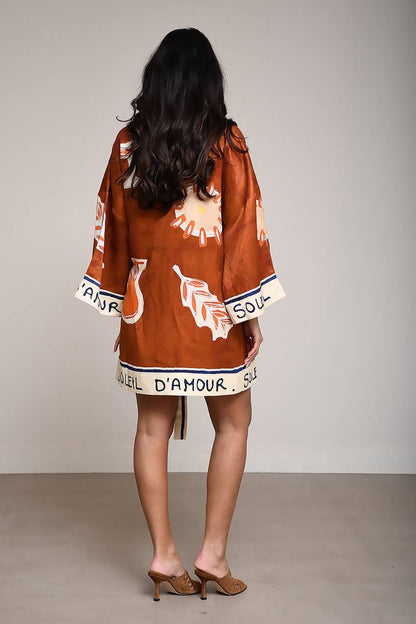 ALM Soleil D'Amour Hemp-silk Wrap Mini Dress / Long Top