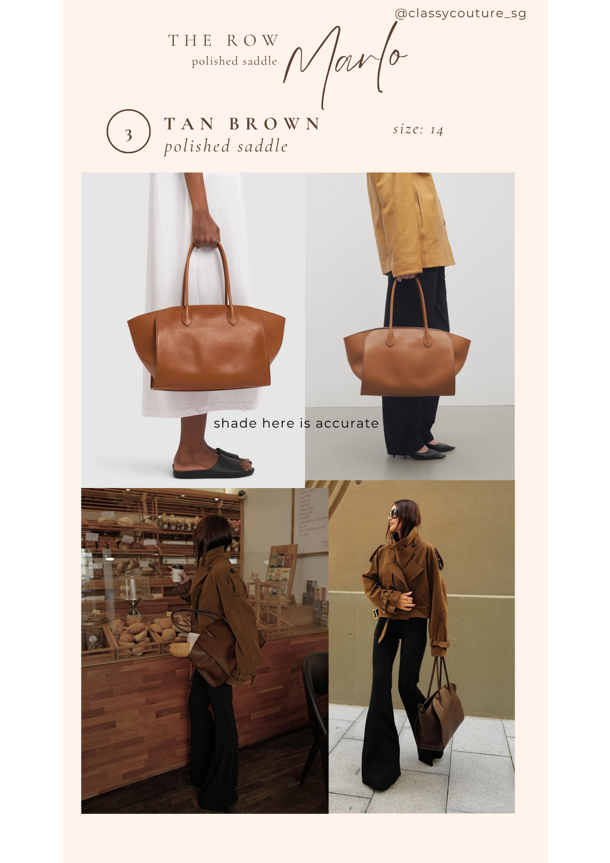 4 Colors! TR Marlo 12/14/17 Bag in Polished Saddle Calfskin Leather