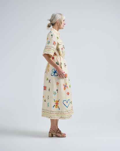 ALM Sidi Linen-Viscose Shirtdress Midi Dress