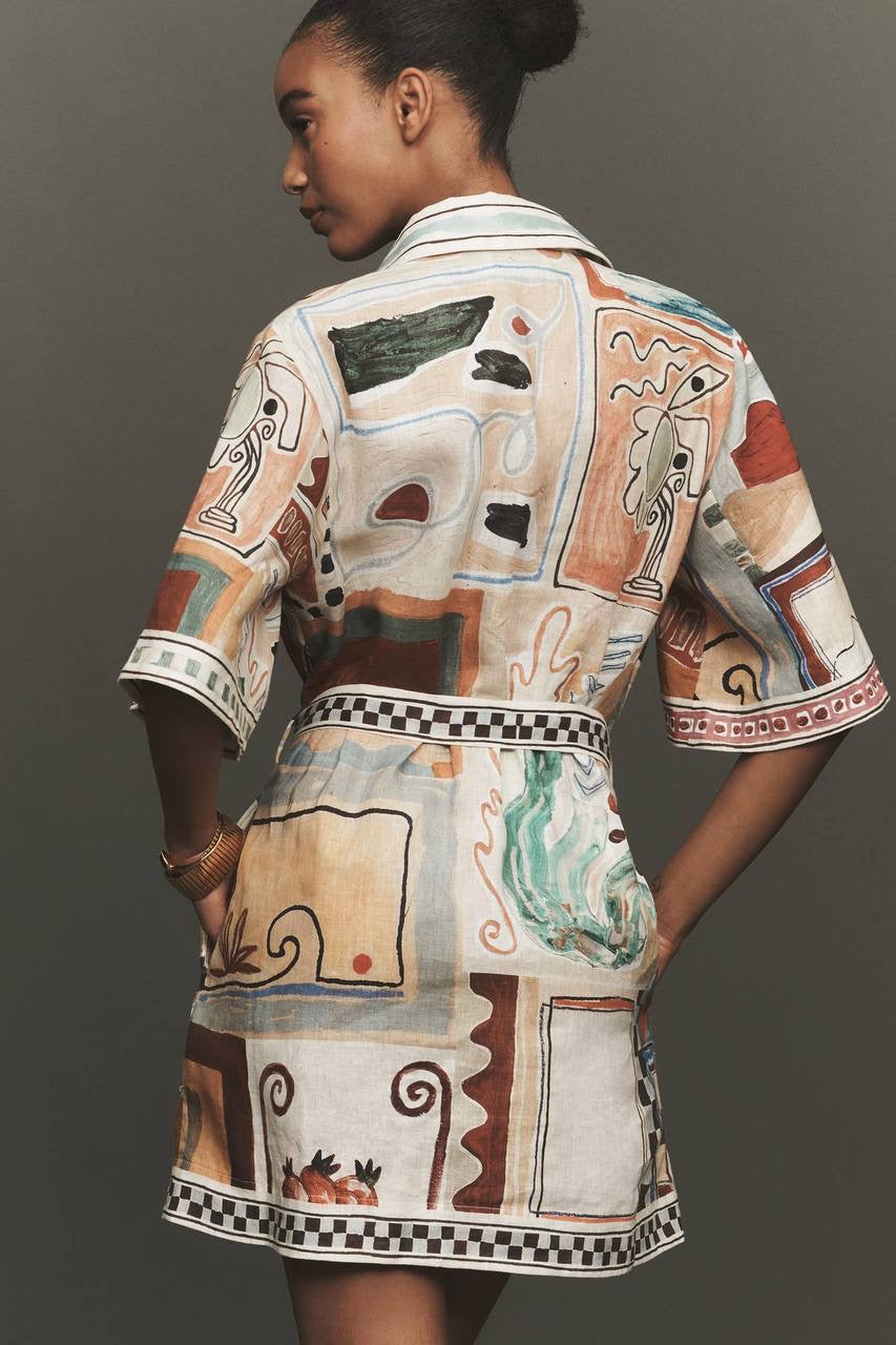 ALM Michelle Linen Mini Shirt Dress