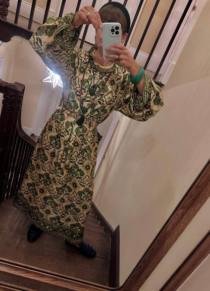 ALM Cece Silk Long Sleeve Midi Dress