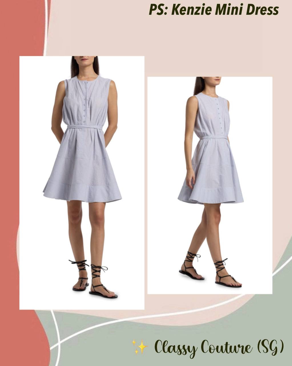 PS Kenzie Linen-Cotton Shirting Sleeveless Mini Dress