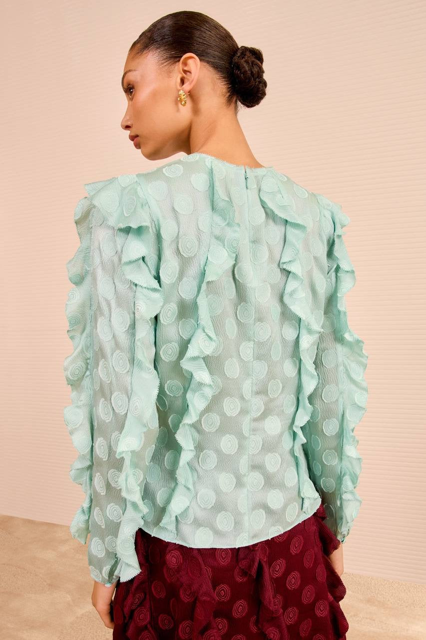 UJ Della Cascading Ruffle Blouse