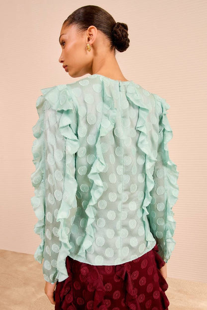 UJ Della Cascading Ruffle Blouse
