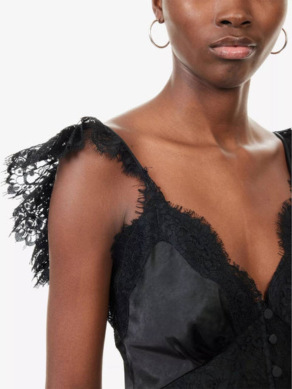 SP Black Satin Lace Top