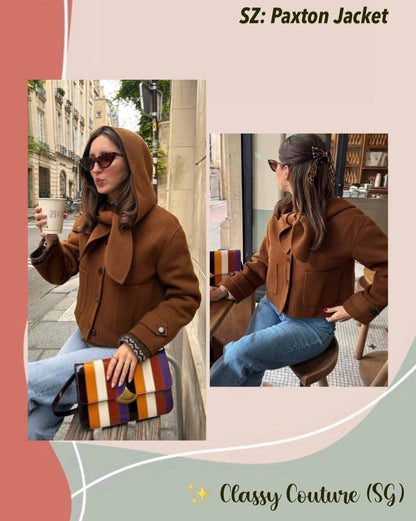 SZ Paxton Wool Cardigan Jacket with Removable Scarf Hood