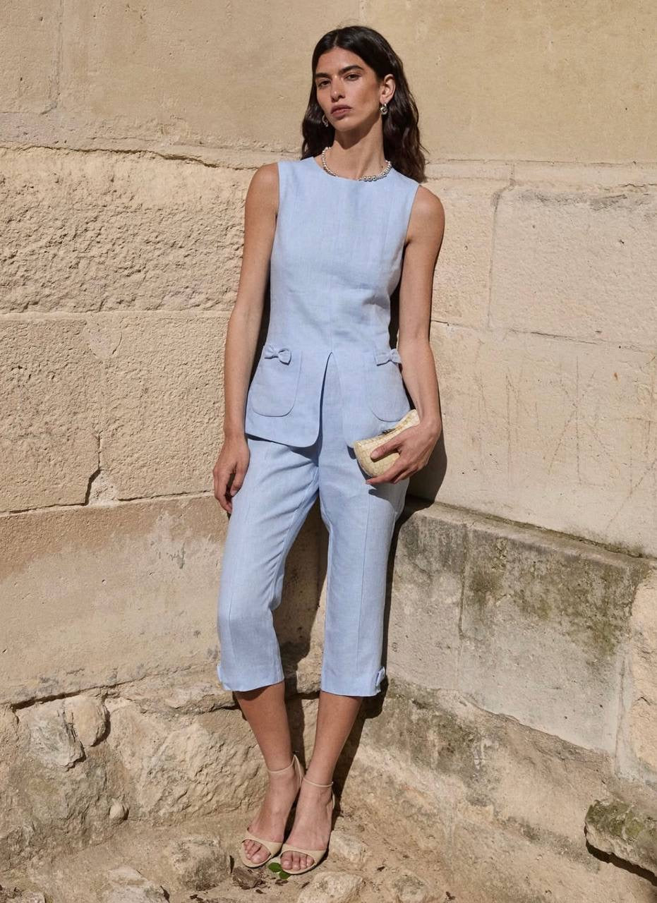 PSE Harper Linen Jacket | Vest | Capri Pants | Set