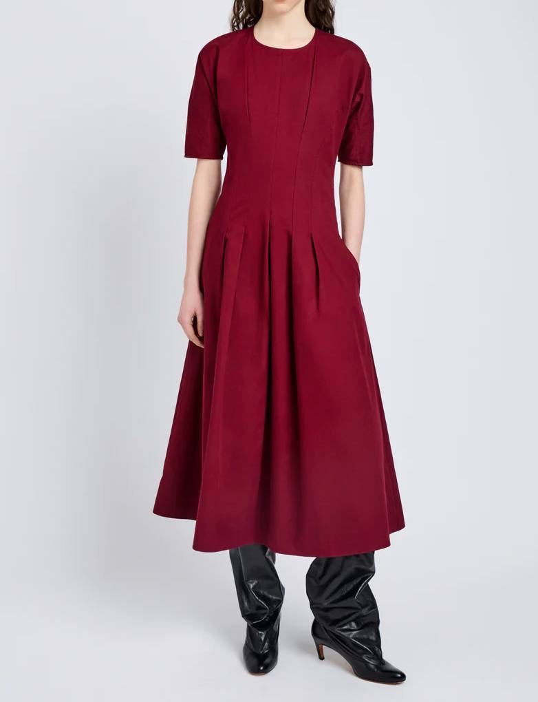 PS Ainsley Pleated Brushed Cotton Blend Twill Midi Dress
