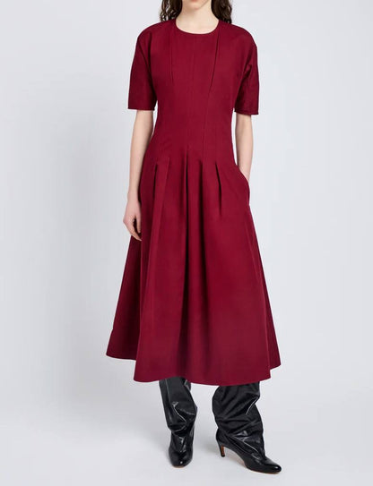 PS Ainsley Pleated Brushed Cotton Blend Twill Midi Dress