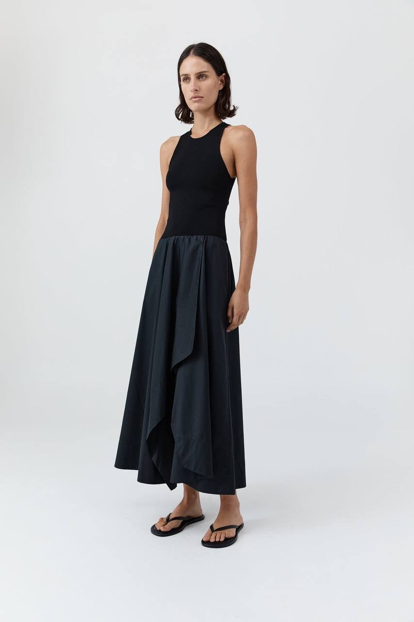 SA Knit Bodice Asymm Viscose-blend Midi Dress