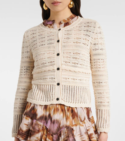 IM Ajaline Mixed Pointelle Cotton Cardigan