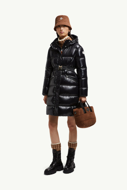 MC Bellevue Hooded Long Belted Down Jacket