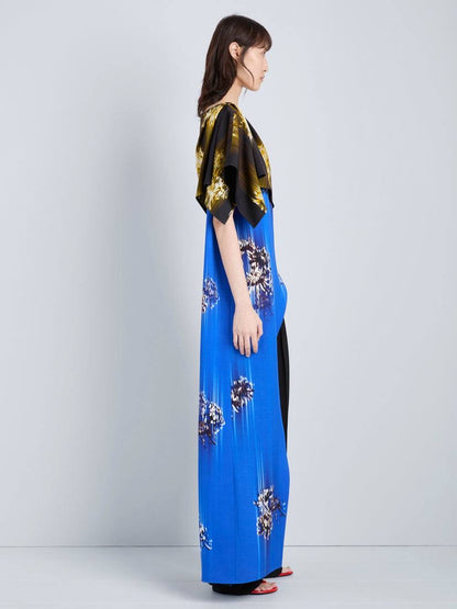 PS Haya Printed Asymmetric Draped Off Shoulder Viscose Cady Long Top