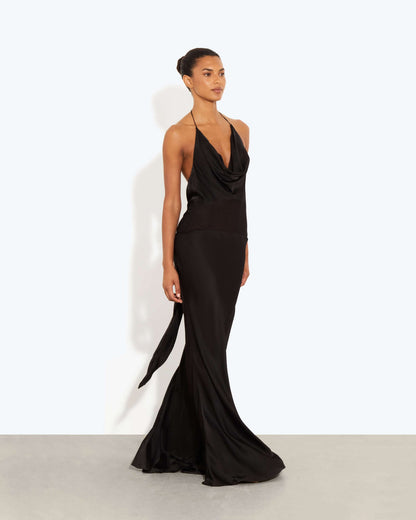 RB Orchid Cowl Halter Viscose Maxi Dress