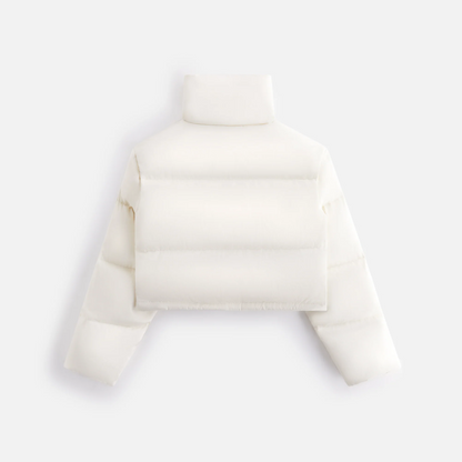 Kth Shae Cropped Denim Puffer Jacket | Sandrift White cotton