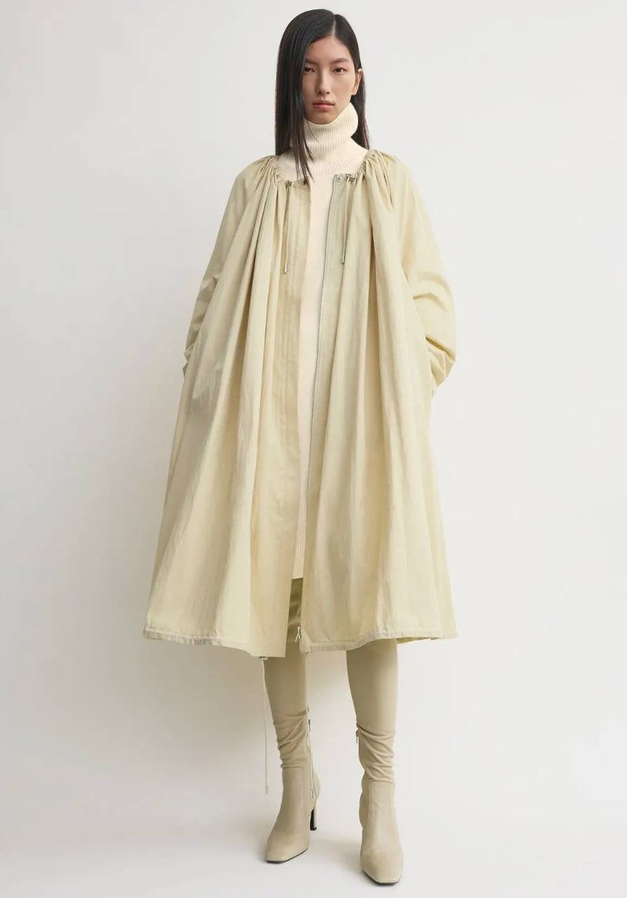 TOT Gathered Parachute Cotton Blend Trench Coat