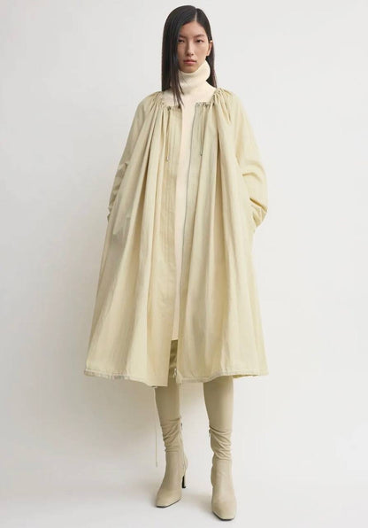TOT Gathered Parachute Cotton Blend Trench Coat