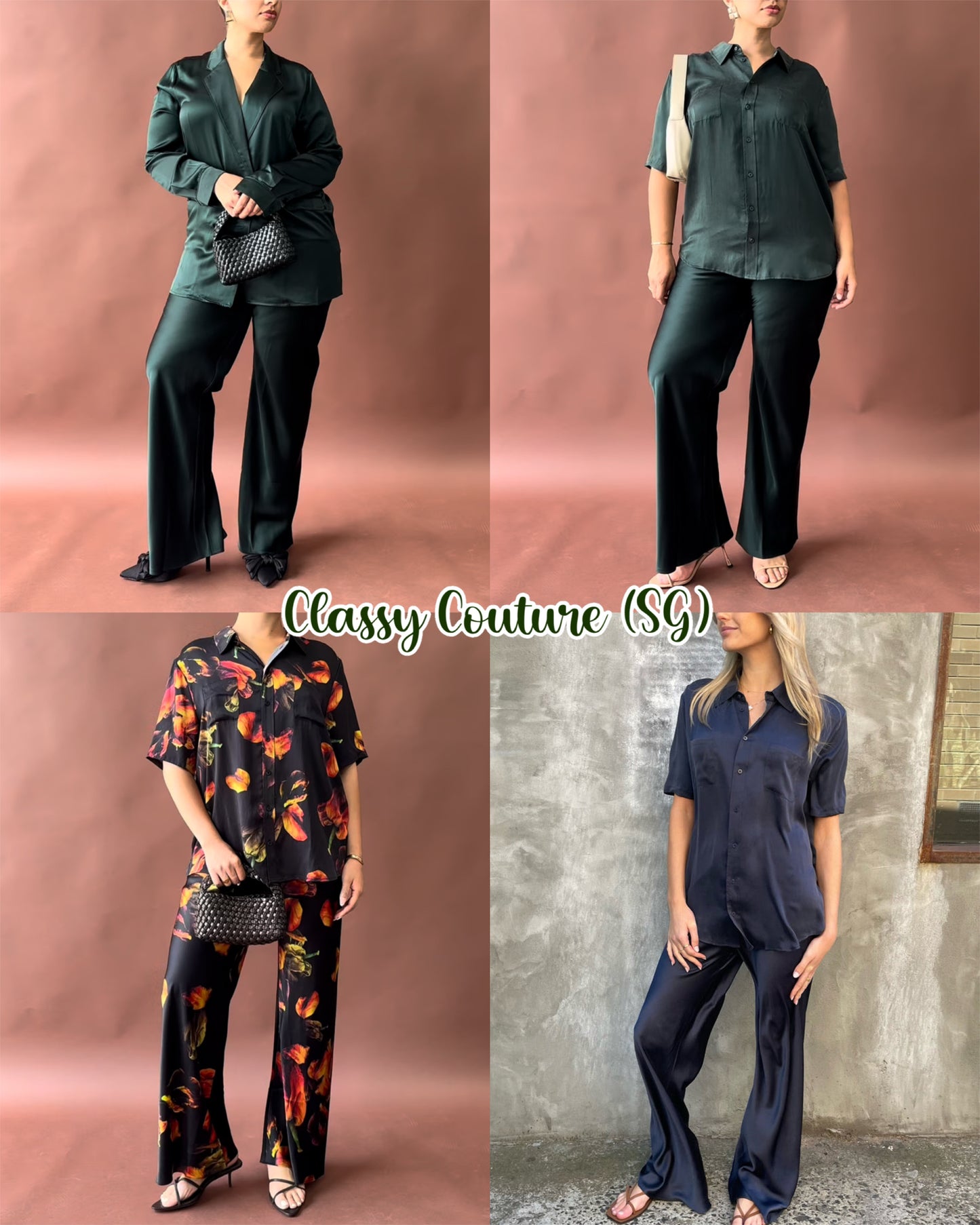 SL Bias Cut Pants: Tulipa Dew | Tulipa Black | Coast | Midnight - Thick 19 Momme Silk