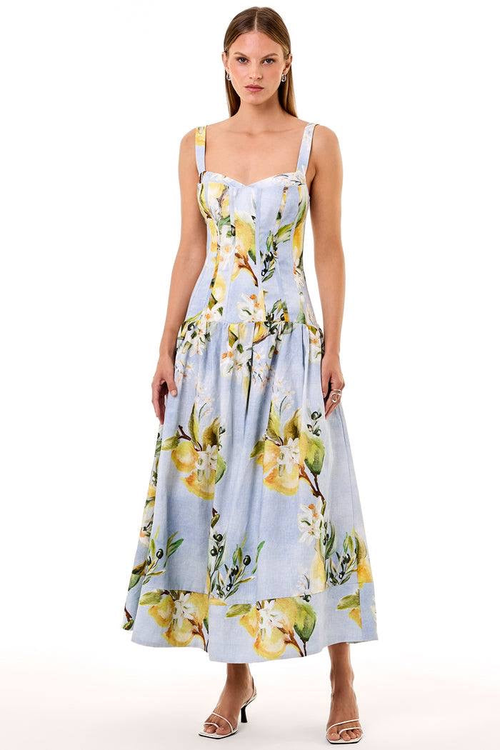 NC Makenna Dropwaist Linen Midi Dress