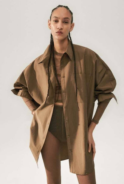 10 COLOURS! Unisex SL Cotton Silk Round Oversized Shirt