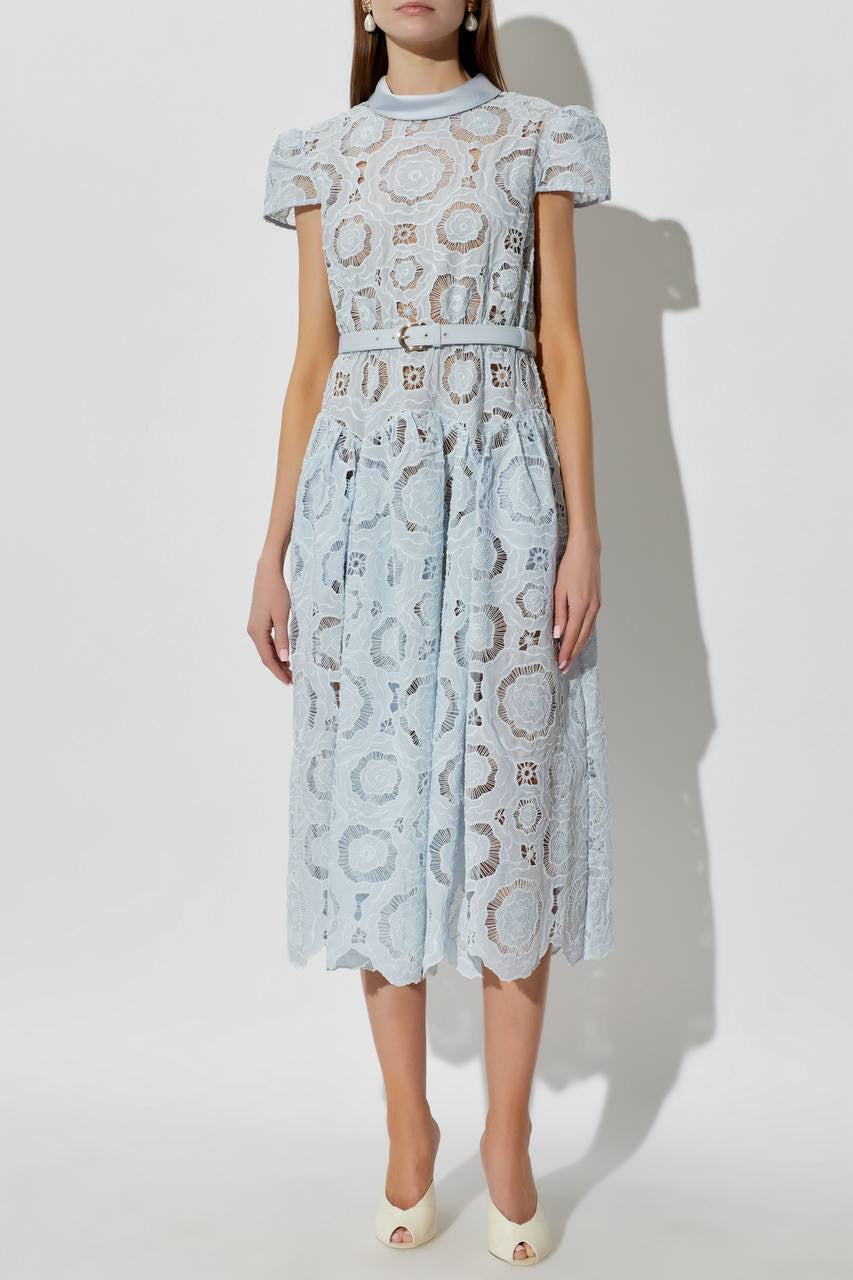 SP Blue Floral Lace Midi Dress