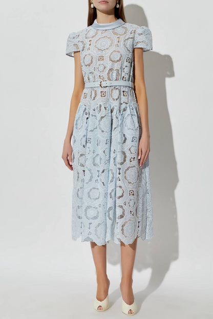 SP Blue Floral Lace Midi Dress