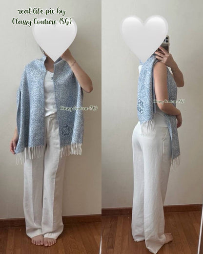 LW Anagram Scarf in Wool and Cashmere 180x38cm