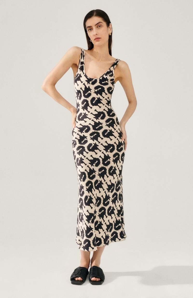 7 Prints! SL Silk Scoop Neck Midi Dress
