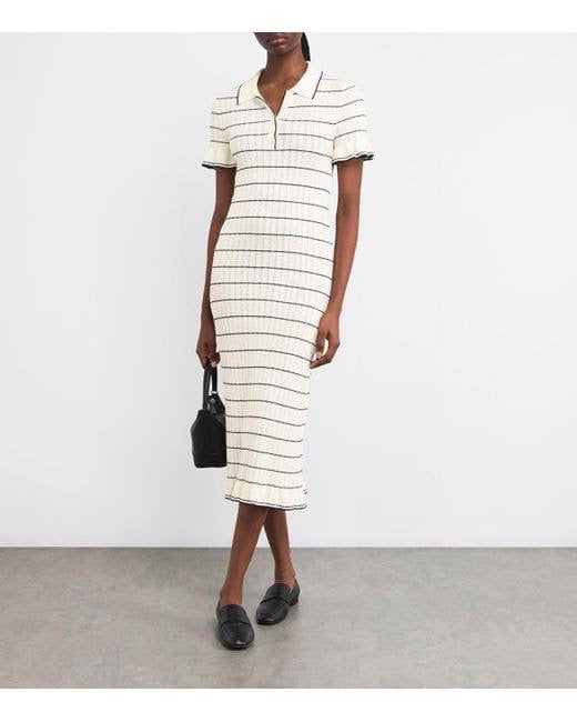 SD Striped Rib Knit Flutter Ruffle Midi Dress