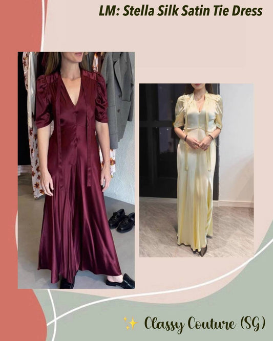 LM Stella Silk Satin Tie Midi Dress