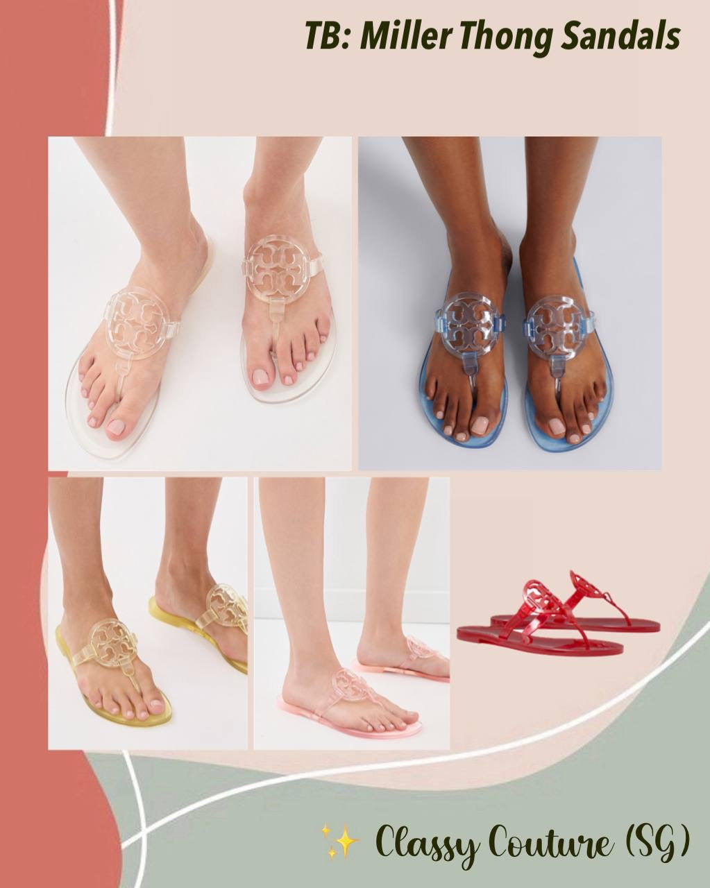 5 Colors! TB Miller Jelly Clear Thong Sandals
