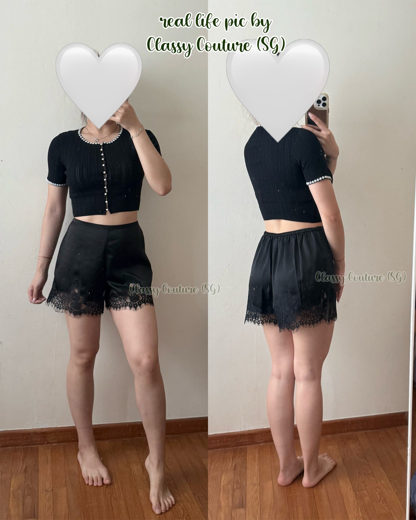 6 Colors! Ref Fern Lace Trim Satin Shorts