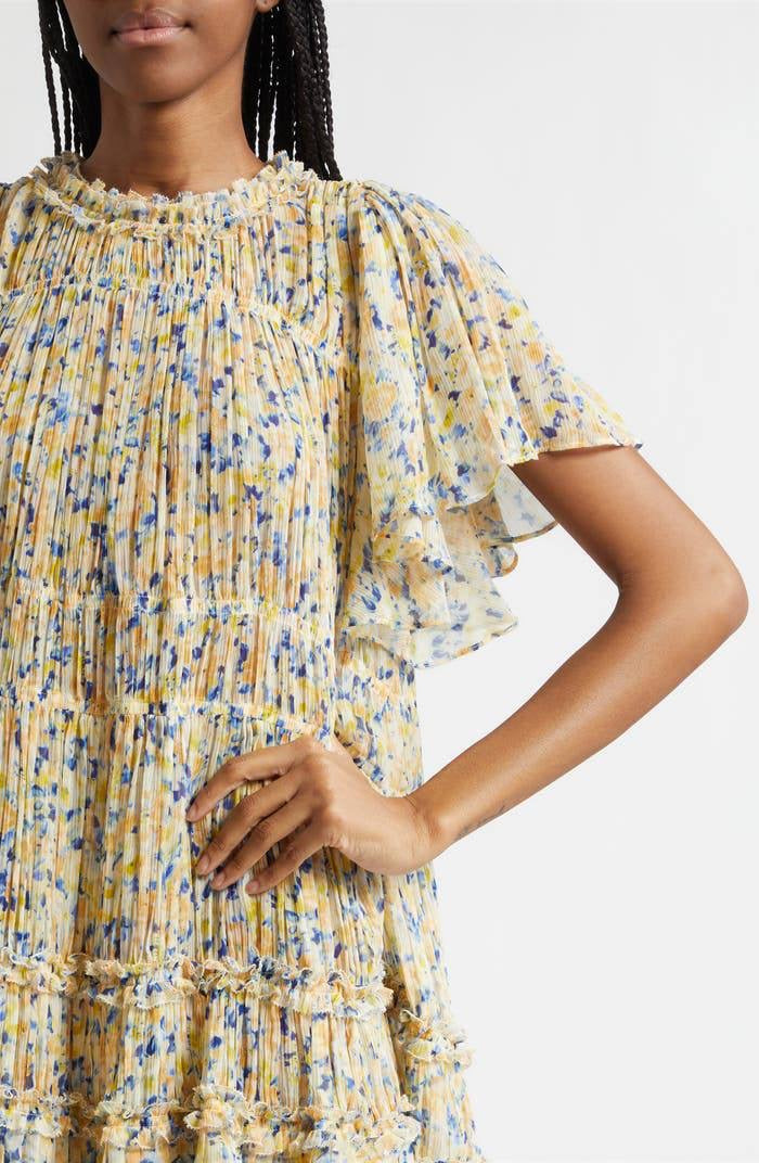 UJ Ryla Floral Silk Chiffon Mini Dress