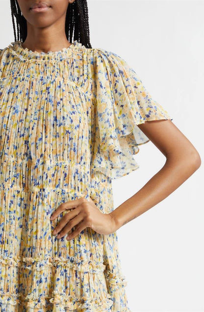 UJ Ryla Floral Silk Chiffon Mini Dress