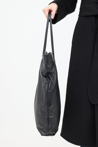 TR Polly Smooth Calfskin Leather Drawstring Tote Bag