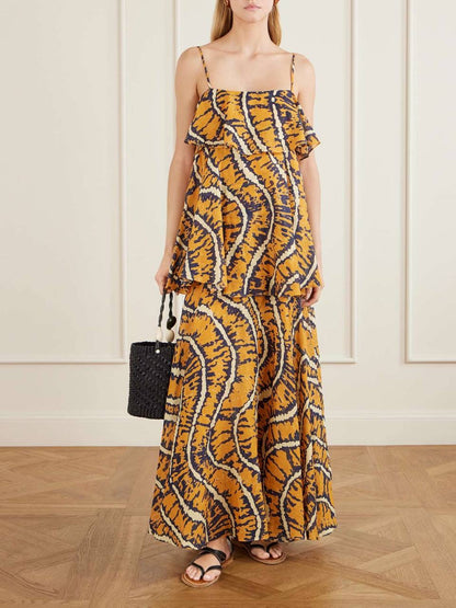 ALM Ripple Ramie Tiered Maxi Dress Sundress
