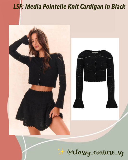 LSF Media Pointelle Knit Cardigan in Black