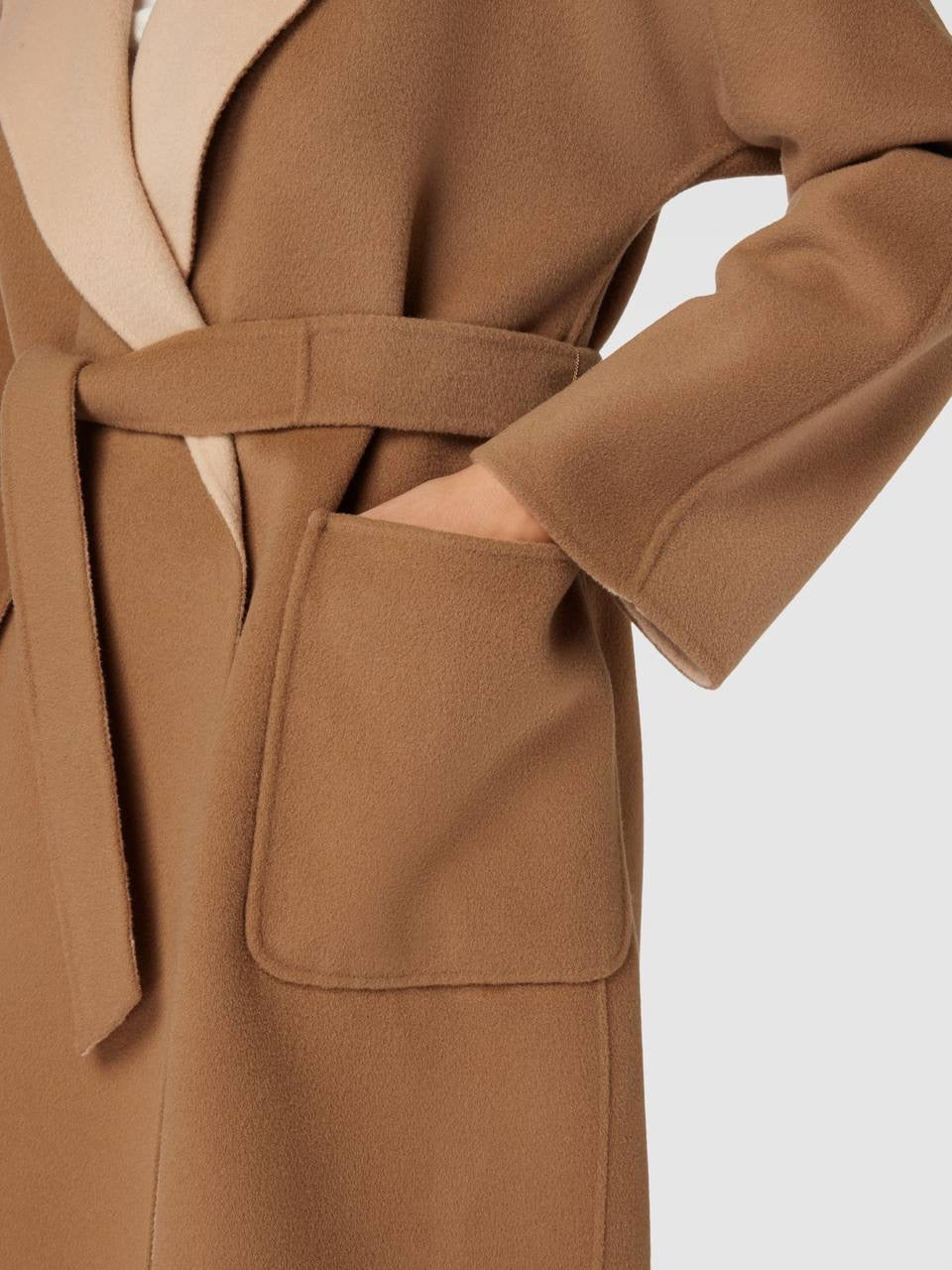 SALE! MM Reversible Rail Belted Wool Coat in Cream/Camel