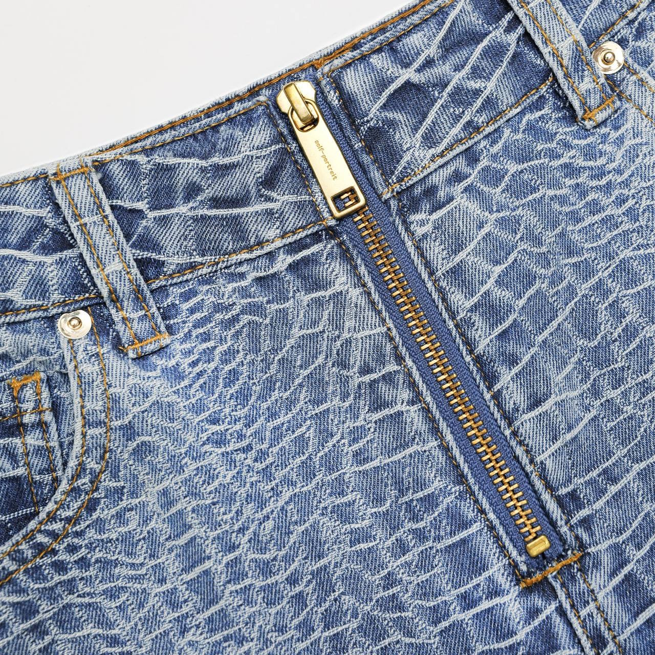 SP Croc Effect Front Zip Jeans