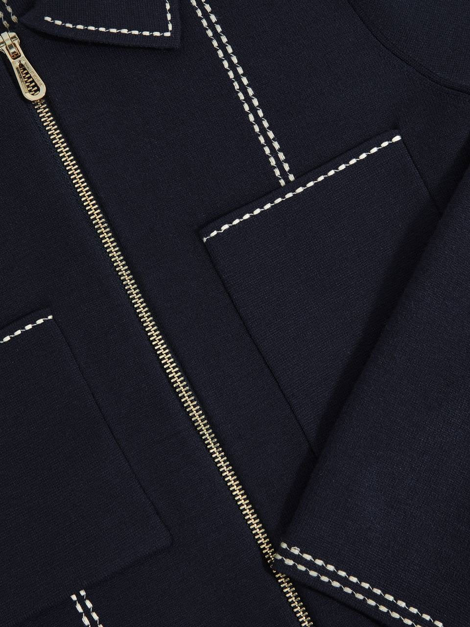 RS Ivy Stitch-Detail Zip-Through Cardigan
