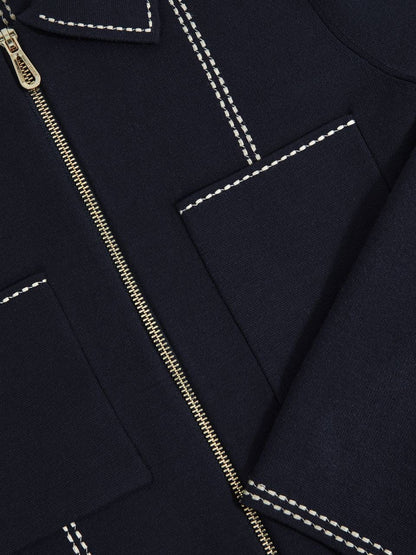 RS Ivy Stitch-Detail Zip-Through Cardigan