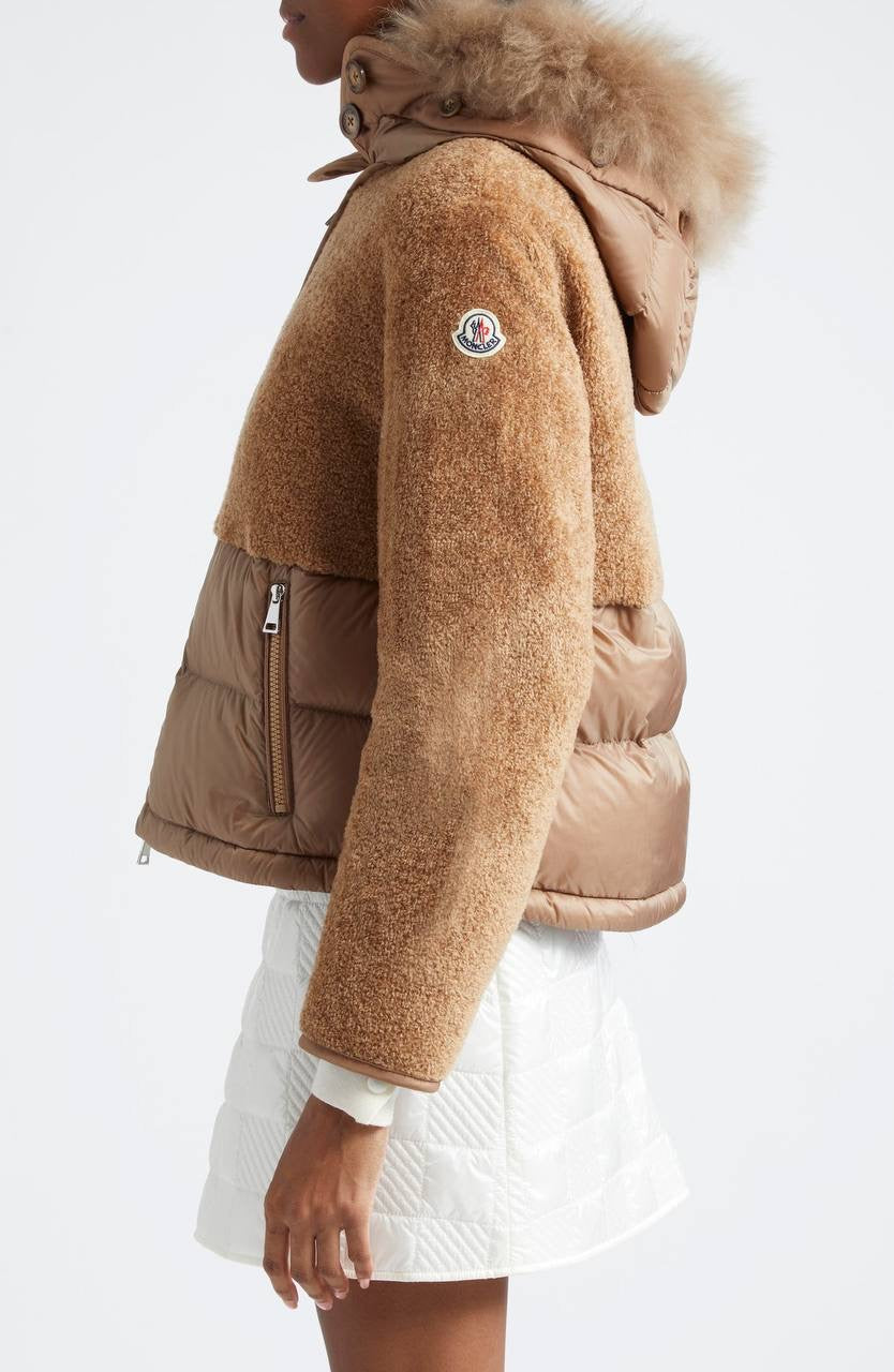 MC Marne Mixed Media Down Jacket with Removable Fur-trimmed Hood