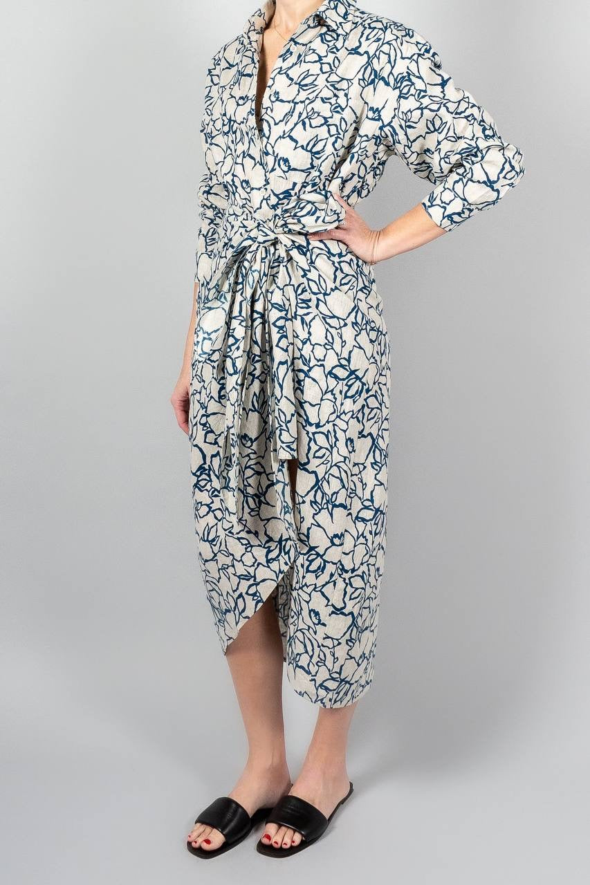 AA Alessandra Sarong Linen Midi Dress Shirtdress