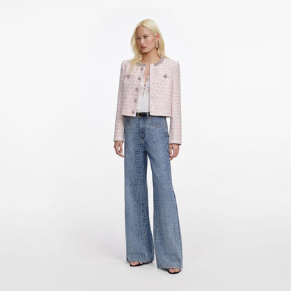 SP Pink Sequin Boucle Jacket | Bow Sleeveless Shift Mini Dress | Set