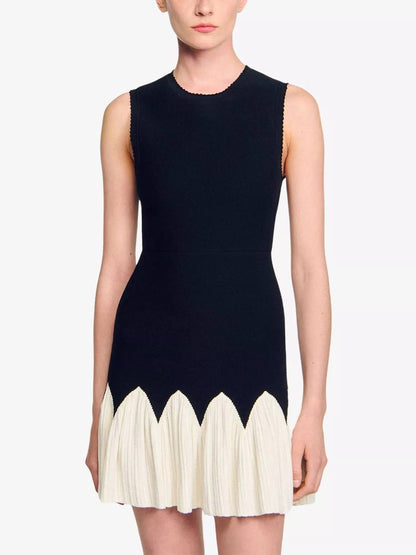 SD Cassie Two-tone Short Knit Viscose-blend Mini Dress