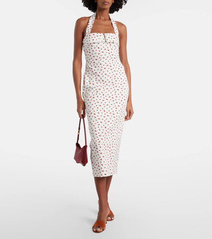 3 Colors! PSE Chiara & Ebony Cotton-blend Halter Bandeau Midi Dress